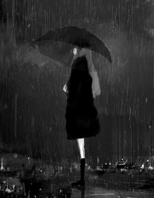 грустный человек, стоящий под дождем в синий понедельник самый удручающий  день года Стоковое Фото - изображение насчитывающей иллюстрация, умственно:  266310106