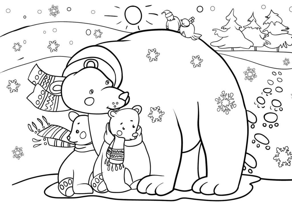 Раскраски Зимняя сказка - детские раскраски распечать бесплатно