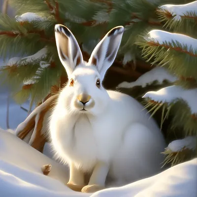 Белый зайца Snowshoe или различные заяц, сидя на снегу зимой в Канаде  Стоковое Фото - изображение насчитывающей млекопитающее, пушисто: 185778380