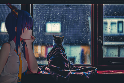 Девушка в аниме стиле, дождь, …» — создано в Шедевруме