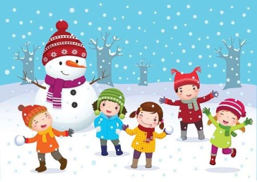 Детские игры зимой - онлайн-пазл