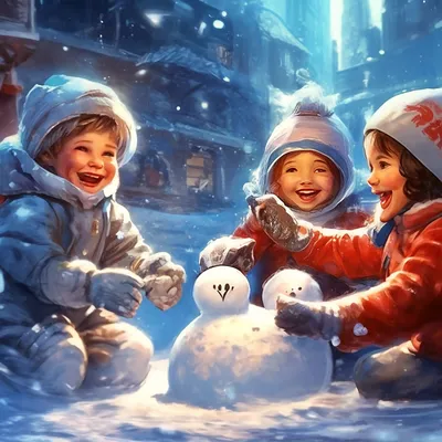 Детские рисунки на тему зимние забавы - 49 фото