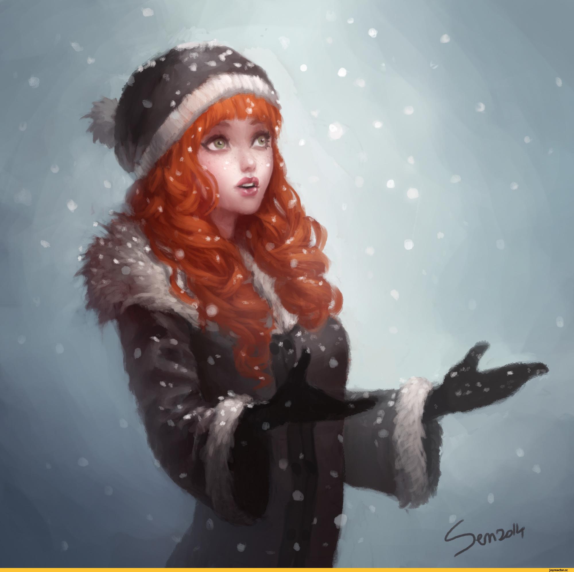 Девушка, зима, снег, варежки, портрет…» — создано в Шедевруме