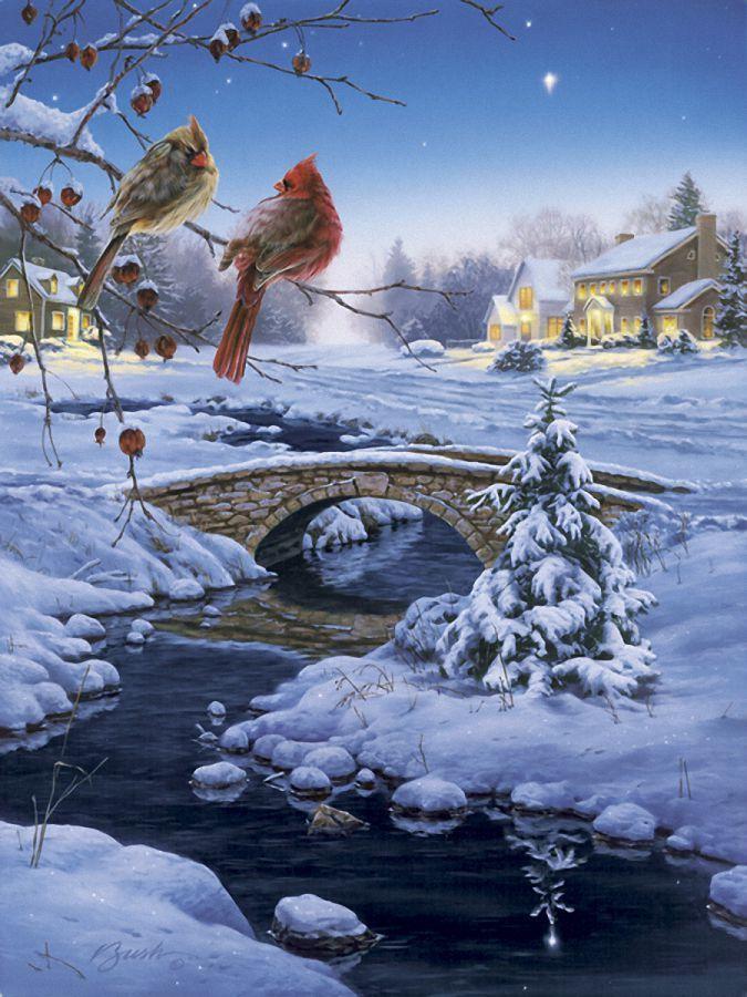 Картинки для декупажа. Christmas. Часть 15 | Paysage hiver, Paysage de  neige en peinture, Peinture hiver