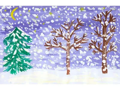 Легкий рисунок красками на тему зима (49 фото) » рисунки для срисовки на  Газ-квас.ком