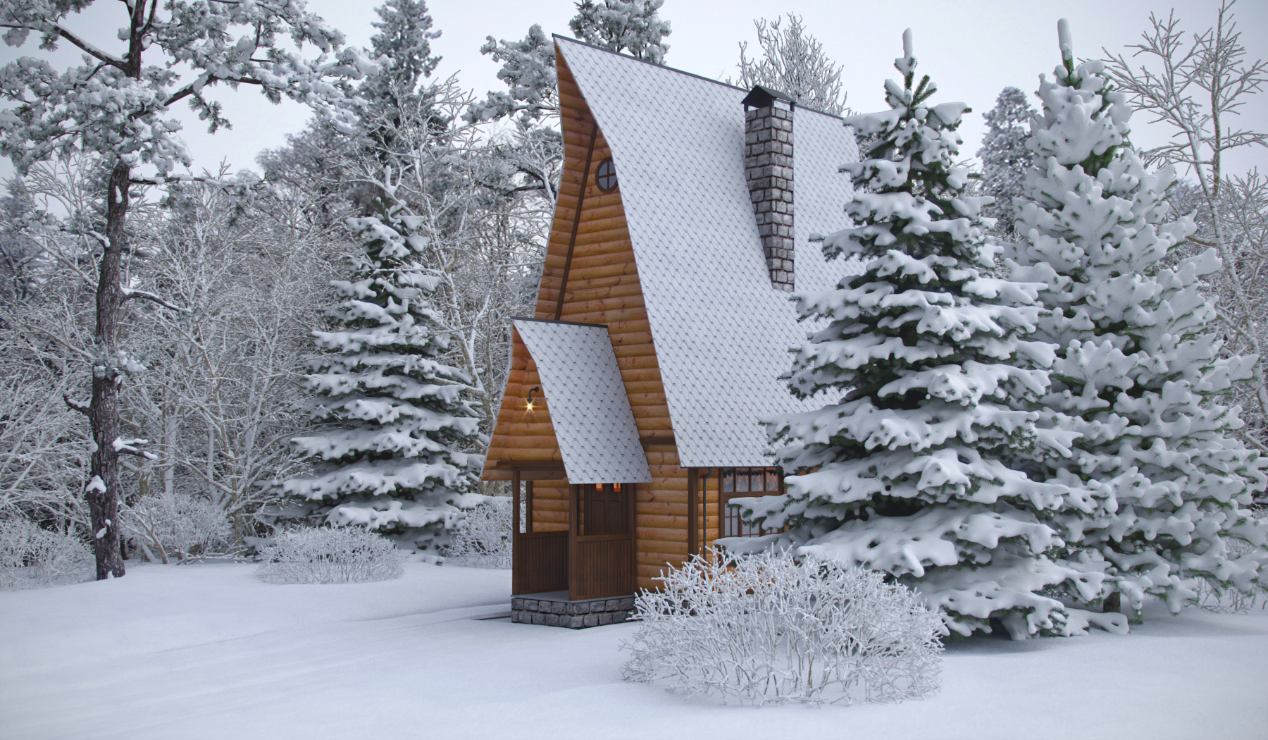 Зимний домик - Работа из галереи 3D Моделей