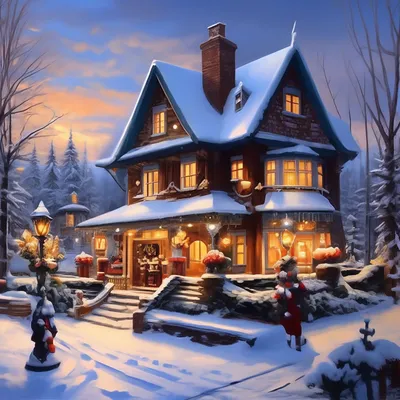 Новогодний зимний домик: уют и тепло в зимнюю пору» — создано в Шедевруме
