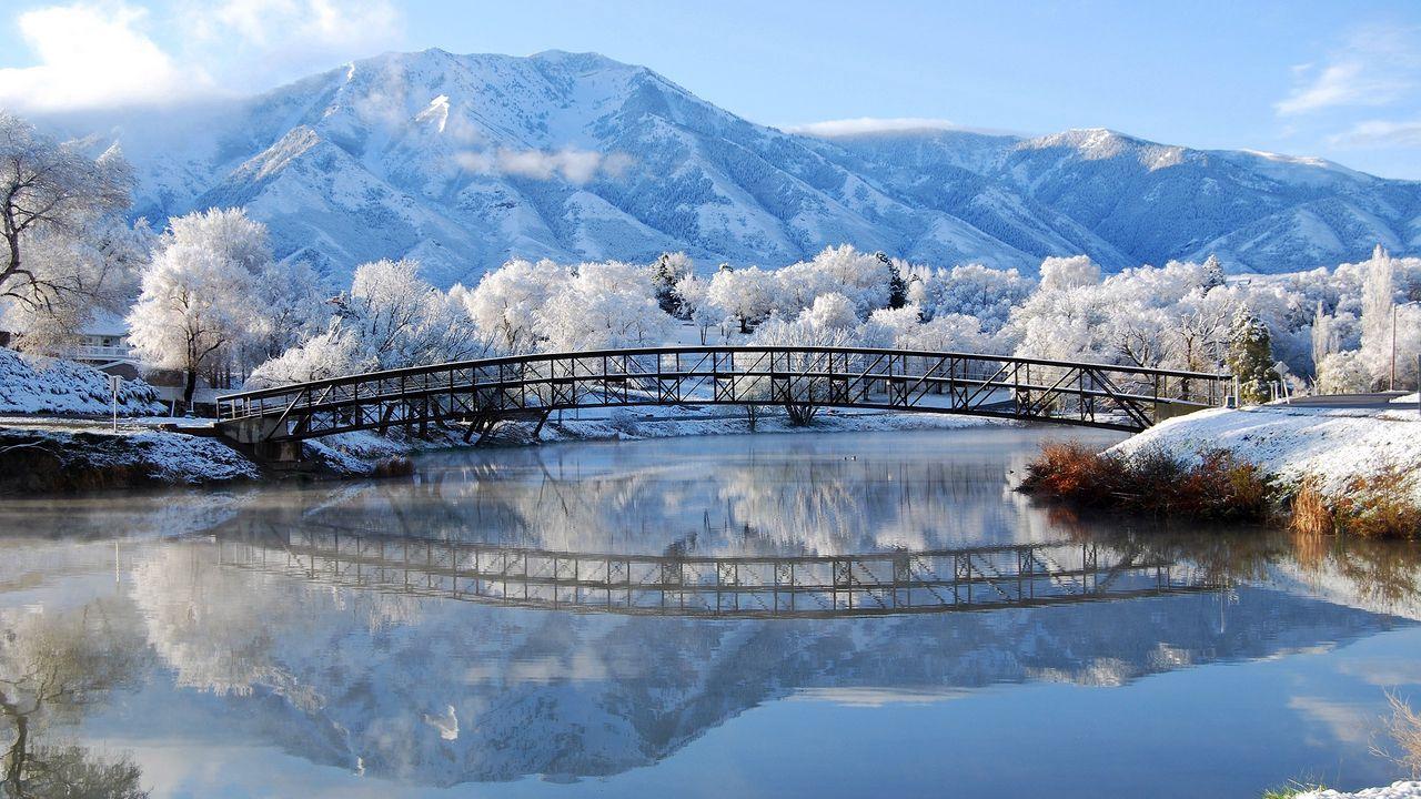Обои зима, мост, пейзаж картинки на рабочий стол, фото скачать бесплатно