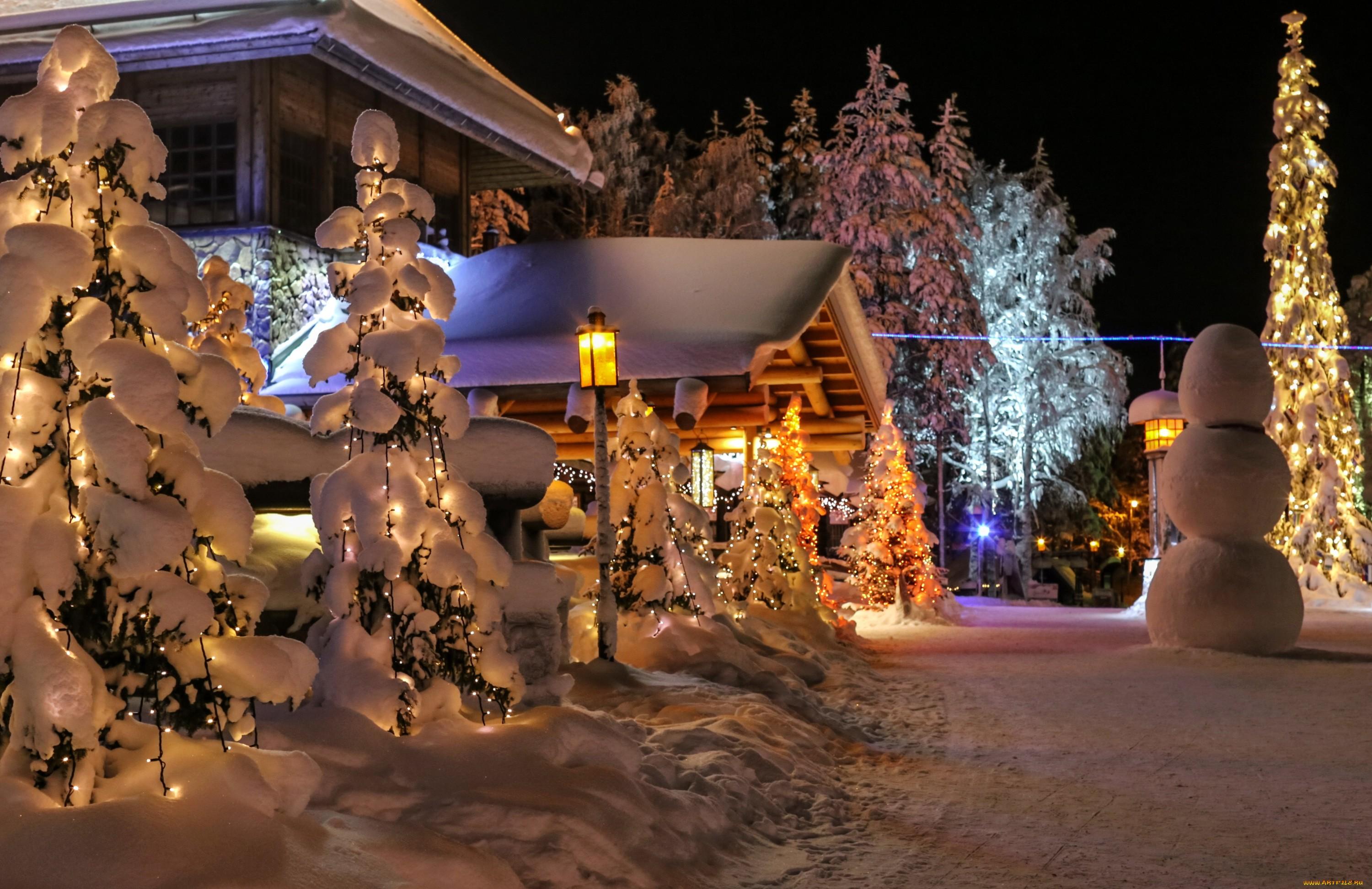 Обои дом, елка, снег, зима, новый год, мост, рождество, открытка картинки  на рабочий стол, фото скачать бесплатно