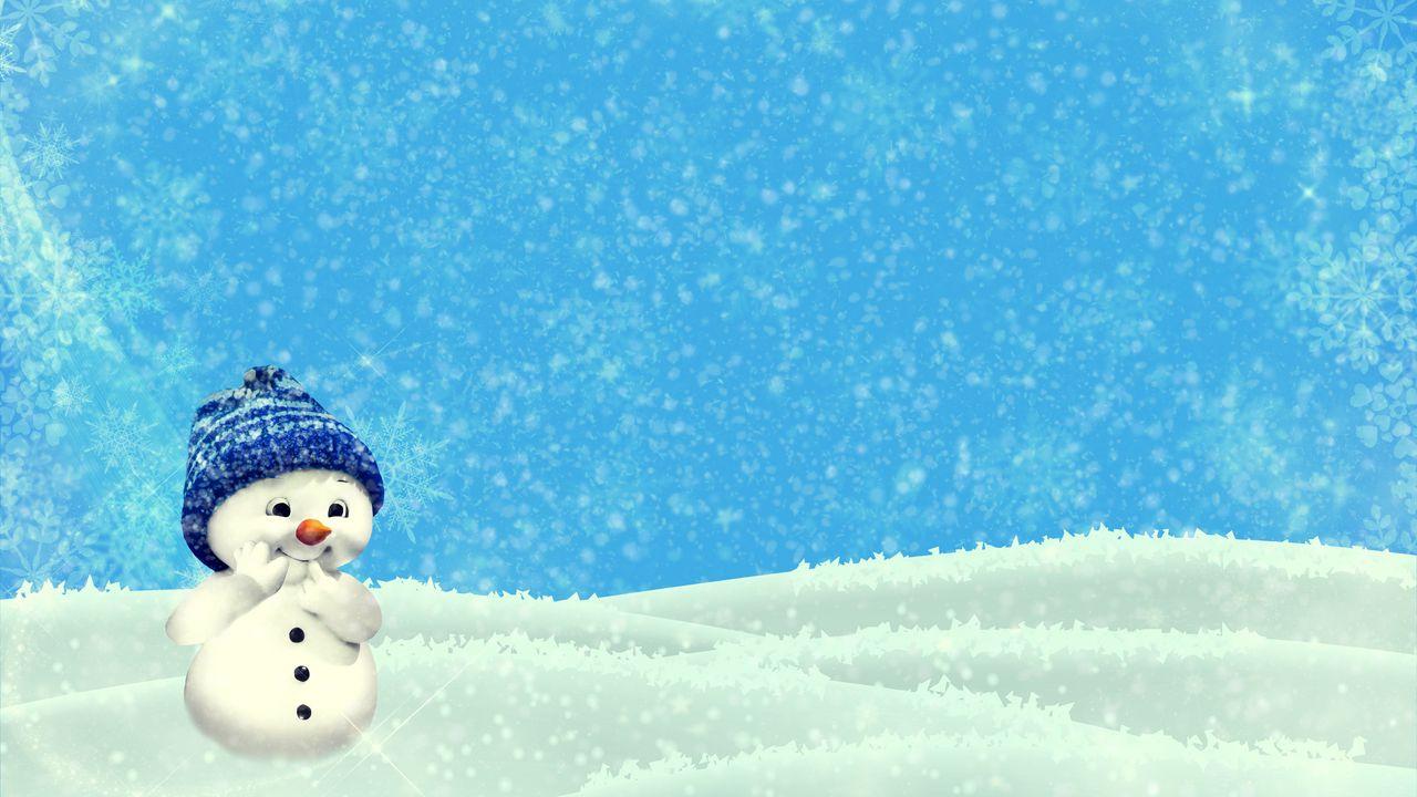 Обои снеговик, зима, рождество, новый год, милый, иллюстрация картинки на рабочий  стол, фото скачать бесплатно