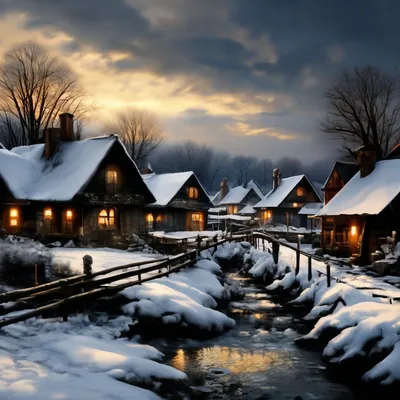 Картинки на тему зима в деревне фотографии