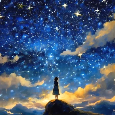 Ночное небо с звездами и луной с горами Иллюстрация вектора - иллюстрации  насчитывающей концепция, звезда: 121752693