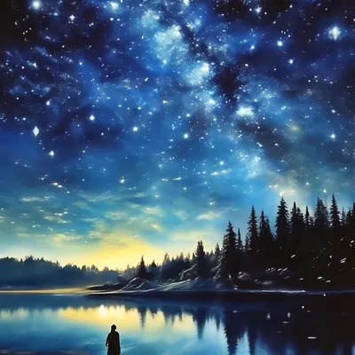 Ночное небо.звезды яркие.месяц …» — создано в Шедевруме