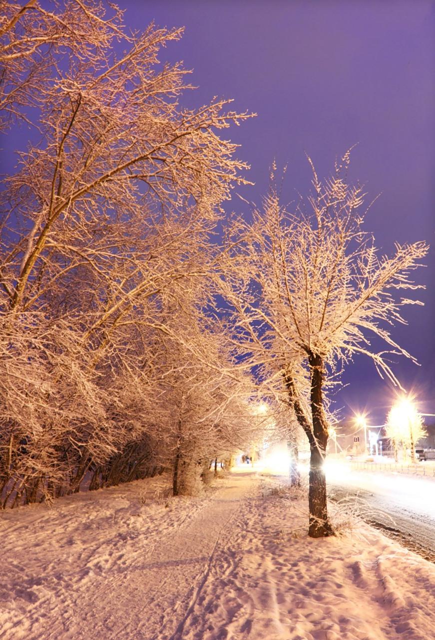 Снежный ночной город - Зима - Фото галерея - Галерейка