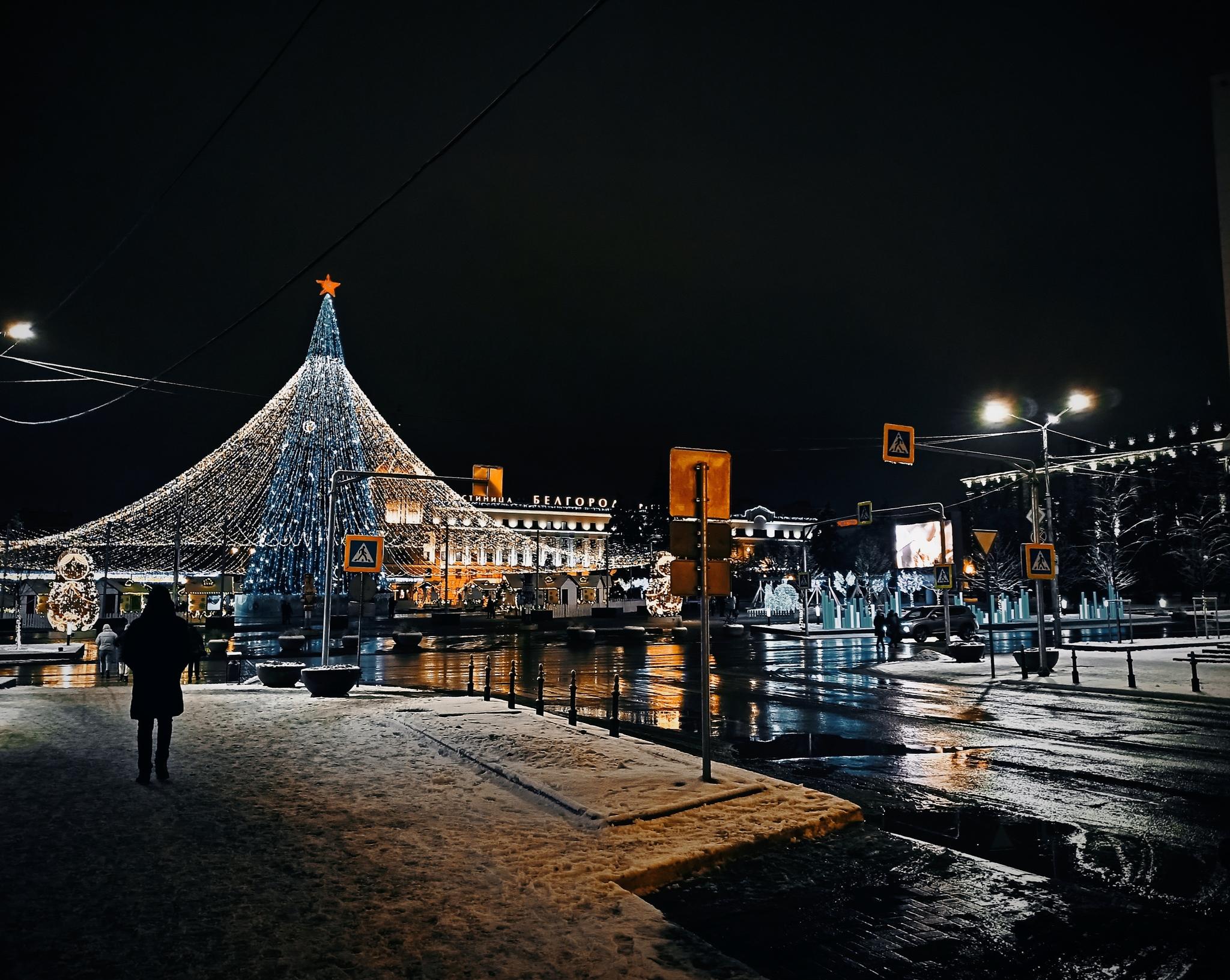 Картинка Хорватия Зима Снег в ночи Уличные фонари Дома 1920x1080