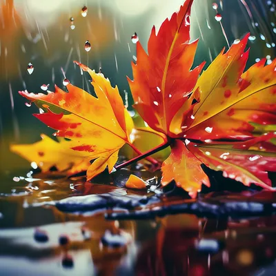Осенний лист в луже рисунок - 70 фото