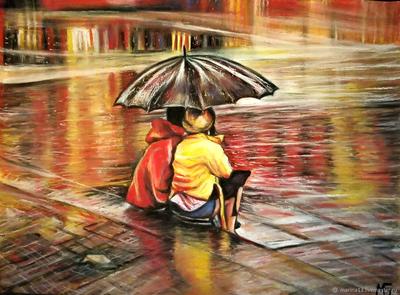 Человек, стоящий под дождем с зонтом под дождем. | Премиум Фото