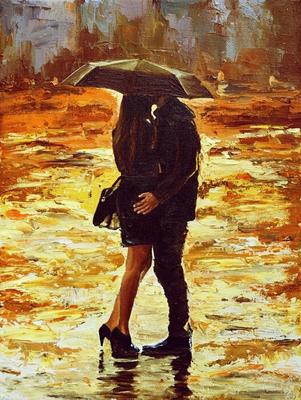 Картина \"Поцелуй под дождем\"