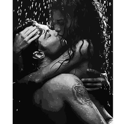 Силуэт молодая счастливая пара в любви, поцелуи в ночь под дождем. |  Премиум Фото