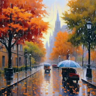 Поздняя осень, дождь, дорога, в …» — создано в Шедевруме