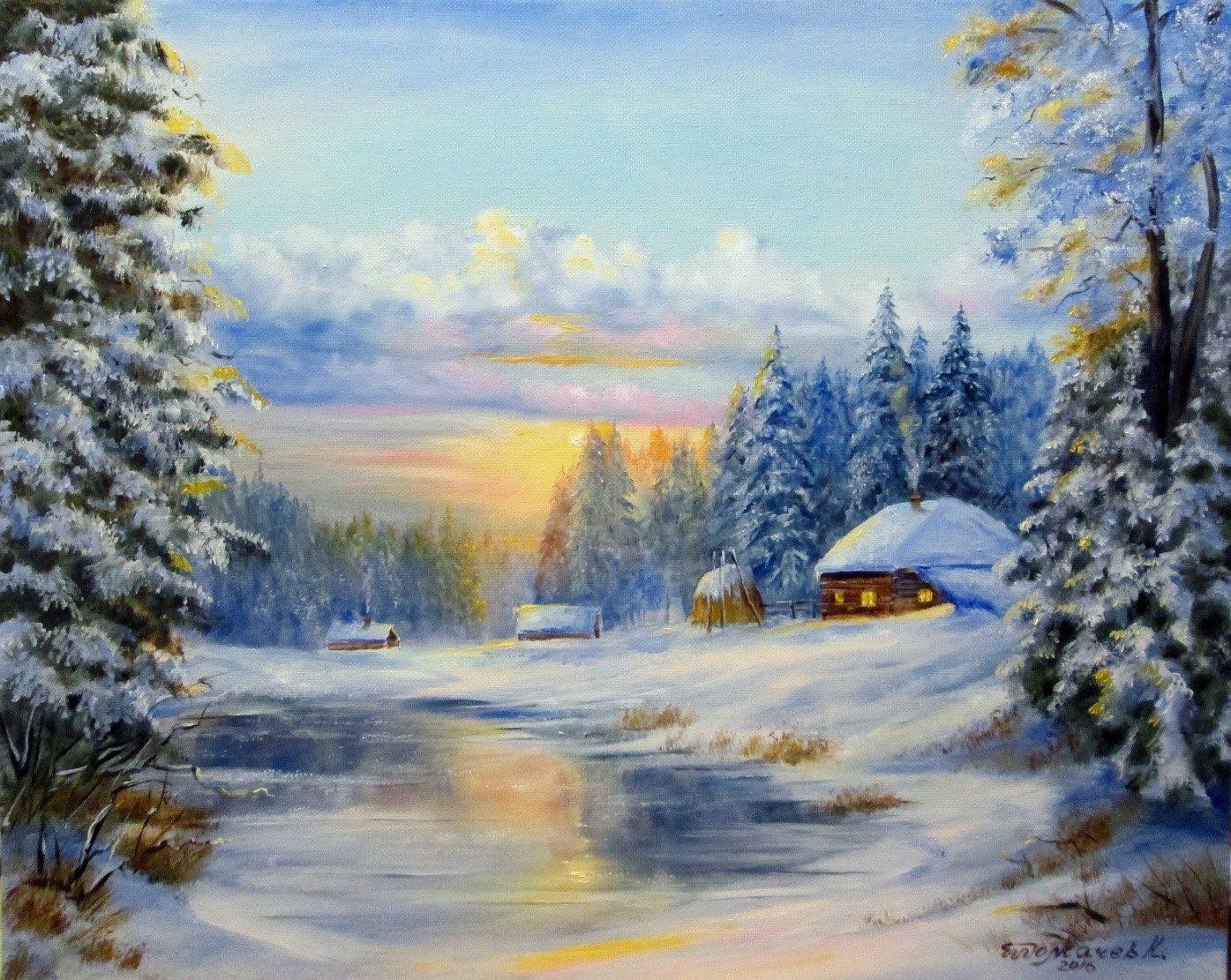 Картина Зимний пейзаж ᐉ Рудавка Надежда ᐉ онлайн-галерея Molbert.