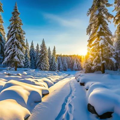 Лес зимой, снег, блестящий снег, …» — создано в Шедевруме
