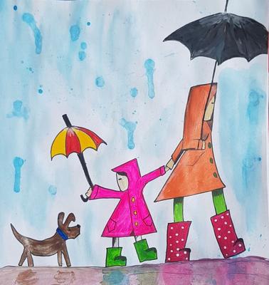 Женщина идет под дождем с зонтом | Премиум Фото