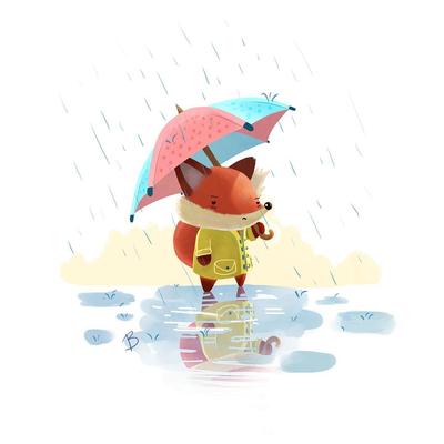 Современная картина на холсте \"Двое под дождем с зонтиком\"