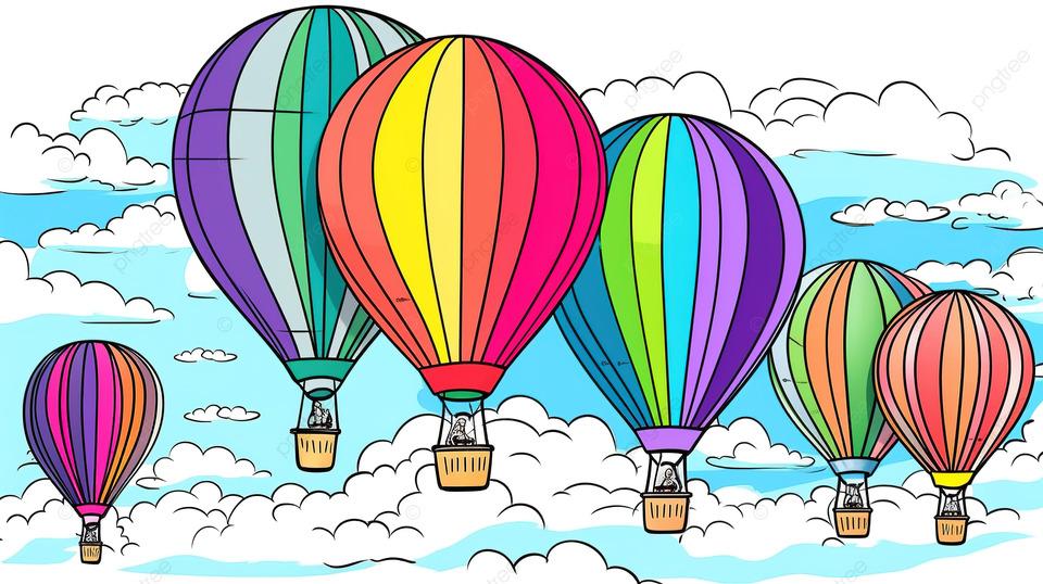 Воздушные шары в небе, летающие на закате Стоковое Фото - изображение  насчитывающей подъем, перевозка: 157574400