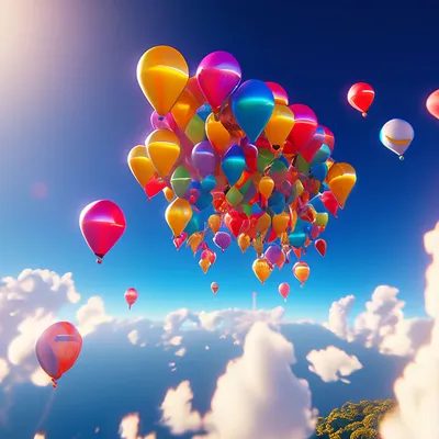 Воздушные шарики в небе , эстетично…» — создано в Шедевруме