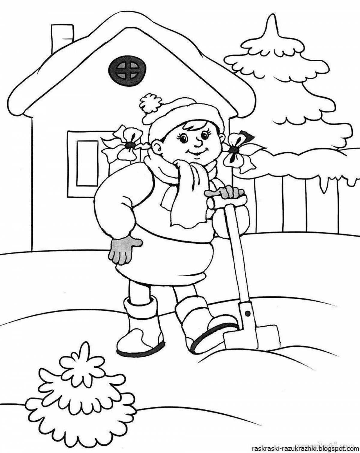 Раскраски Труд людей зимой для детей (29 шт.) - скачать или распечатать  бесплатно #21394