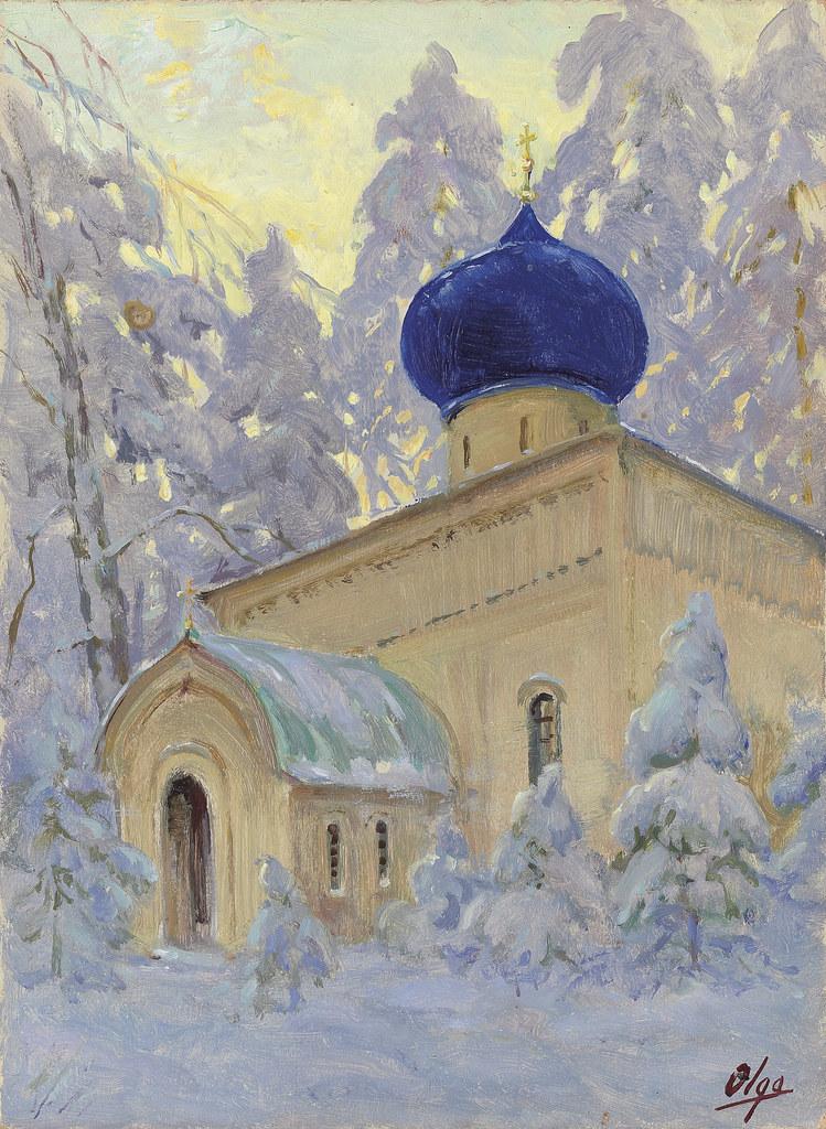 Вид церкви зимой - Балдин М.А. Подробное описание экспоната, аудиогид,  интересные факты. Официальный сайт Artefact