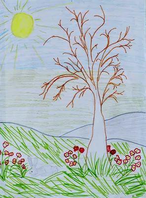 Деревья в горах рисования цветными карандашами. Ландшафт парка «арабской  весны» Иллюстрация штока - иллюстрации насчитывающей цветасто, покрашено:  196510206