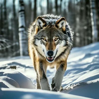 Волк зимой full-length wolf, winter…» — создано в Шедевруме