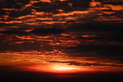 Красивый и живописный вид на восход и закат с оранжевым и красным облаком  во время заката и рассвета без людей | Премиум Фото