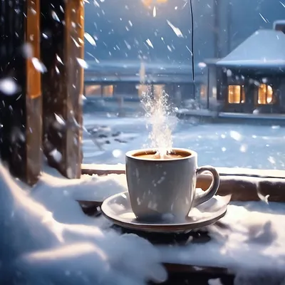 Чашка горячего кофе зимой Фон И картинка для бесплатной загрузки - Pngtree