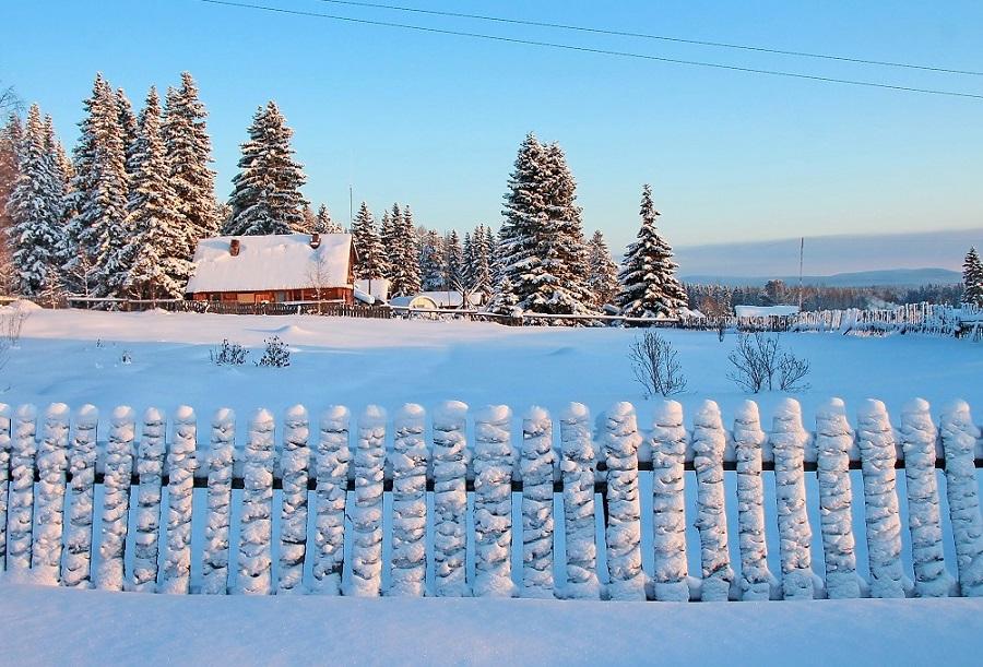 Купить картину Закат в деревне зимой в Москве от художника Быков Виктор