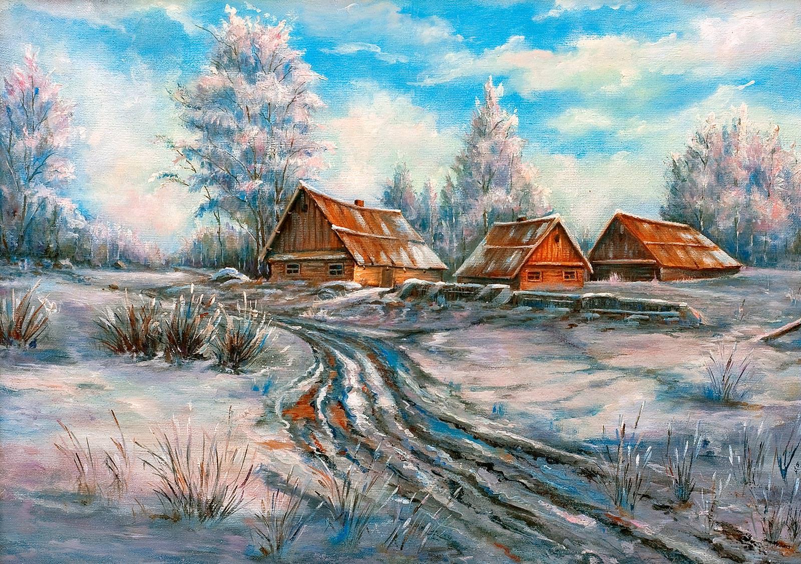 Зима в деревне - красивые фото
