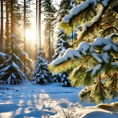 Февраль. Зима в лесу, солнечно, …» — создано в Шедевруме