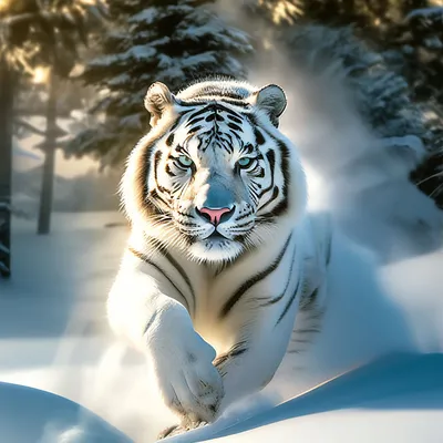 Аэрография зима белый тигр» — создано в Шедевруме