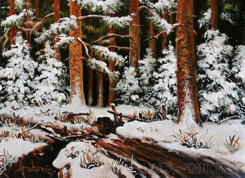 Иллюстрация Зима в лесу в стиле детский, книжная графика, персонажи