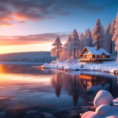 Картинки зима закат фотографии
