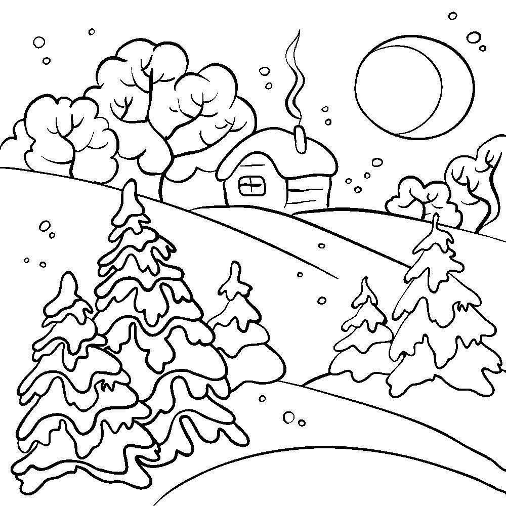 Картинки зимы нарисованные карандашом