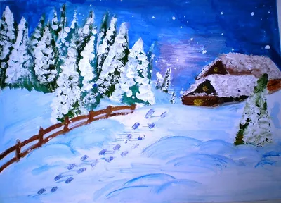 Рисунок Зимний Пейзаж 2 Класс (45 Фото)