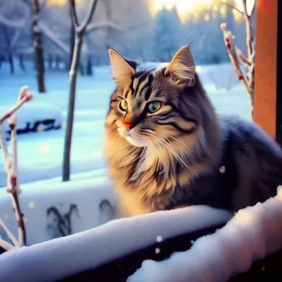 Коты зимой хотят домой в тепло