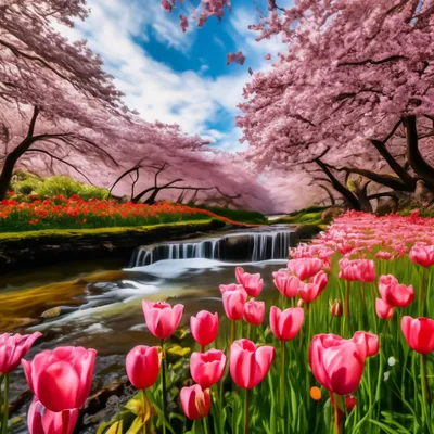 Обои на рабочий стол Пришла весна, на деревьях появились красивые розовые  цветки, обои для рабочего стола, скачать обои, обои бесплатно