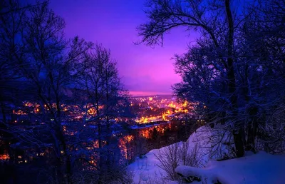 Зима вечер - красивые фото