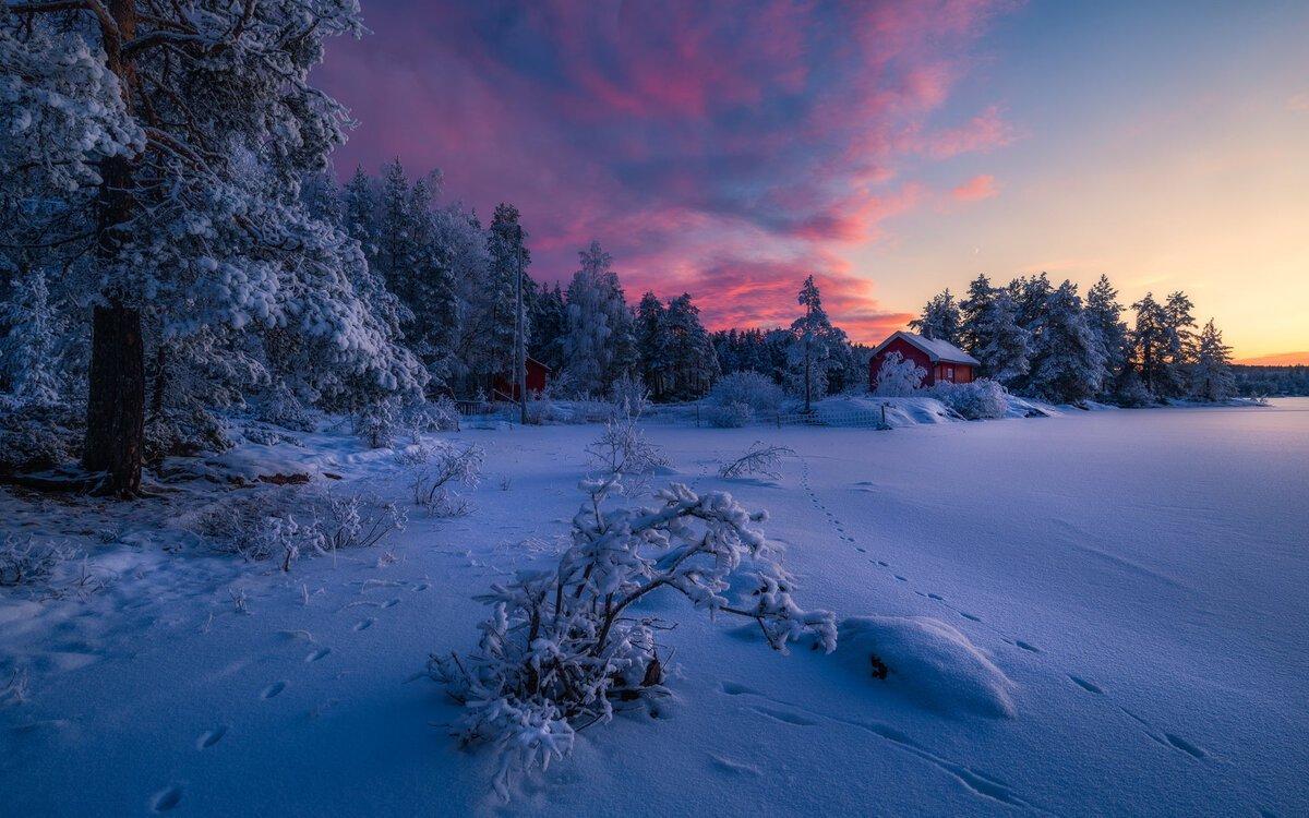Зимний вечер пейзаж (59 фото) - 59 фото