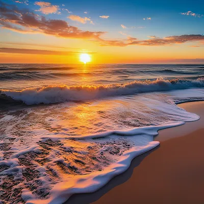 Красивый рассвет на берегу моря» — создано в Шедевруме