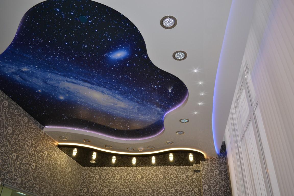 Потолок Звездное небо c установкой | Цена в Москве | Фото натяжных потолков  со звездами